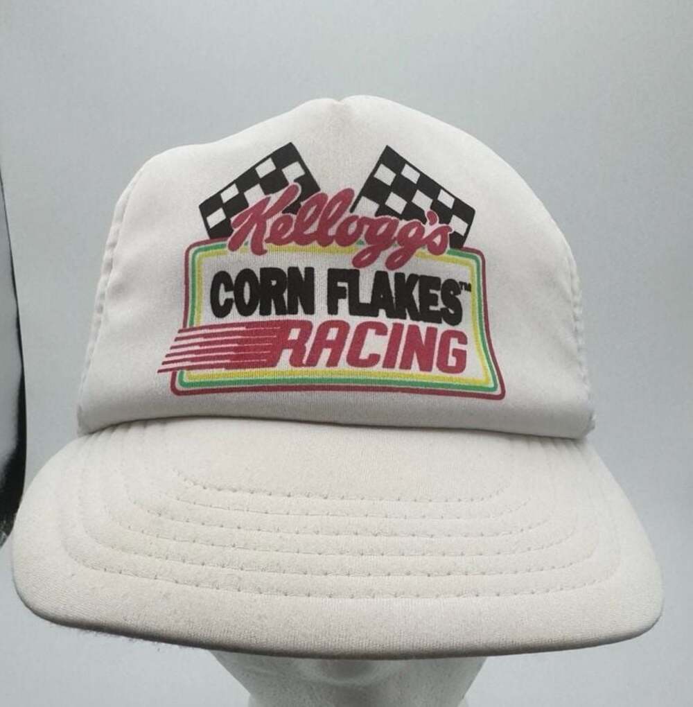 Vintage 1990s Kellogg's Corn Flakes Racing NASCAR Trucker Snapback Hat